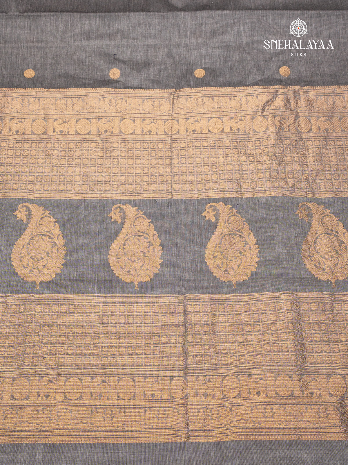 Grey Pure Kanchi Cotton Saree