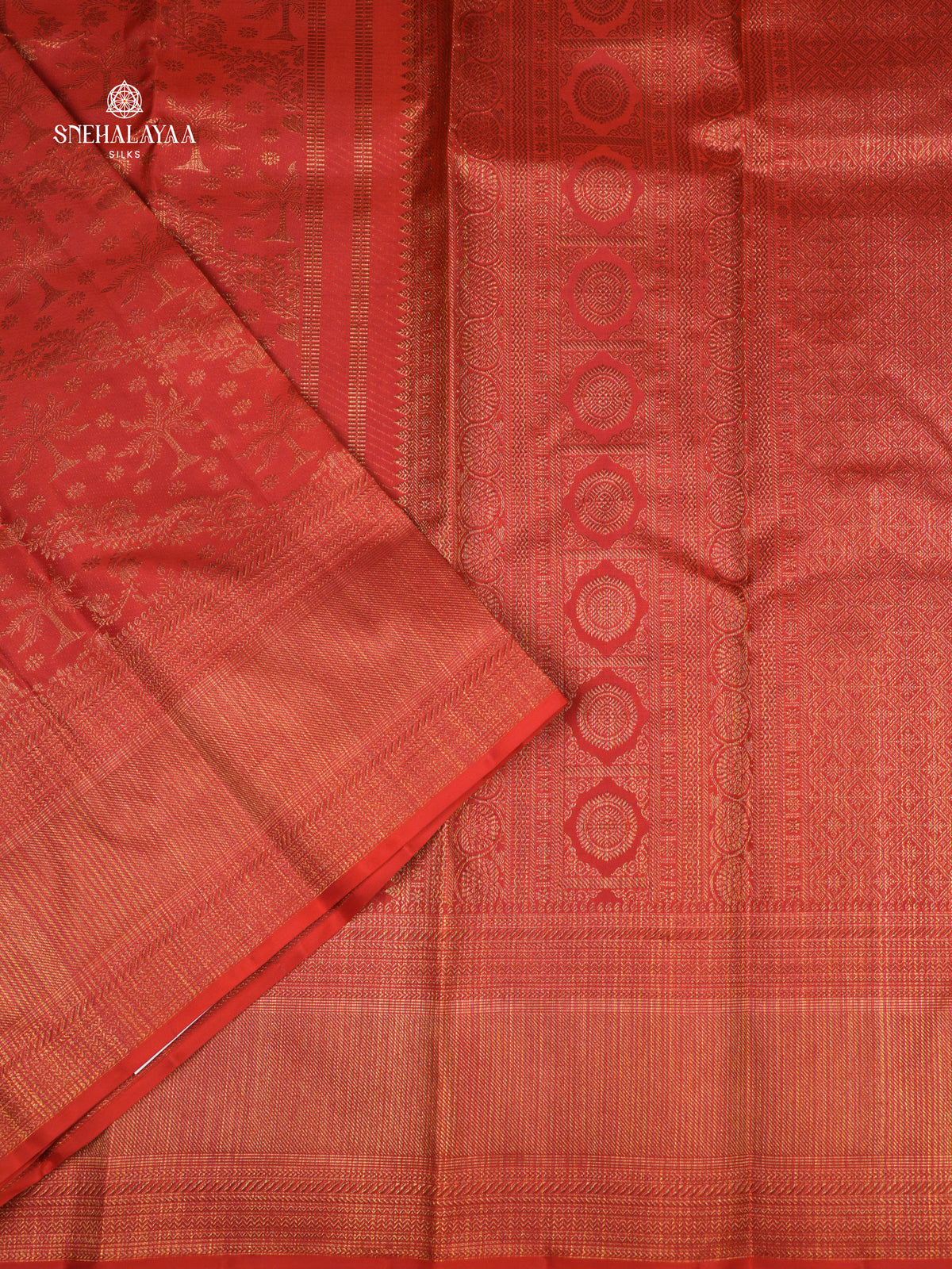 Rust Orange Kanjivaram Silk Saree