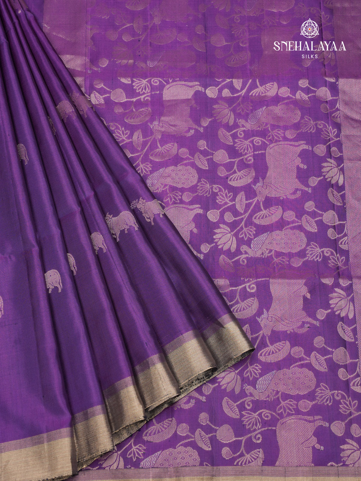 Violet Kanjivaram Soft Silk Saree