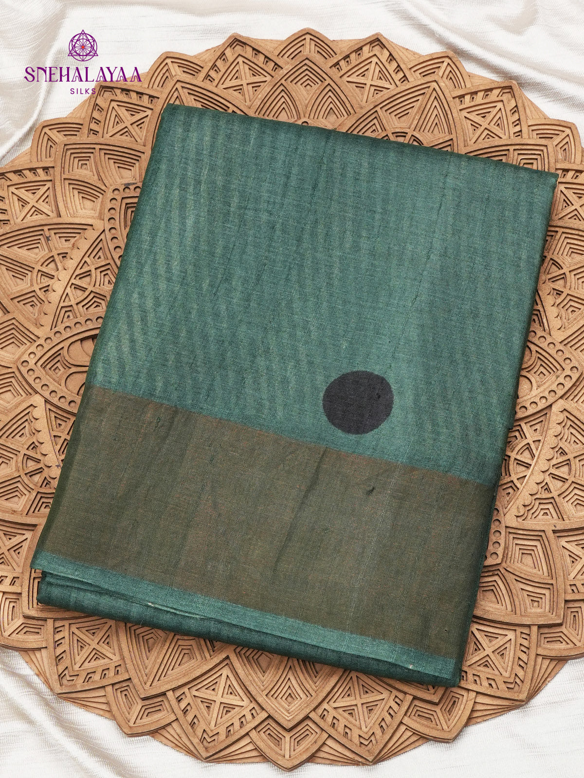 Smoky Green Tussar Silk Saree