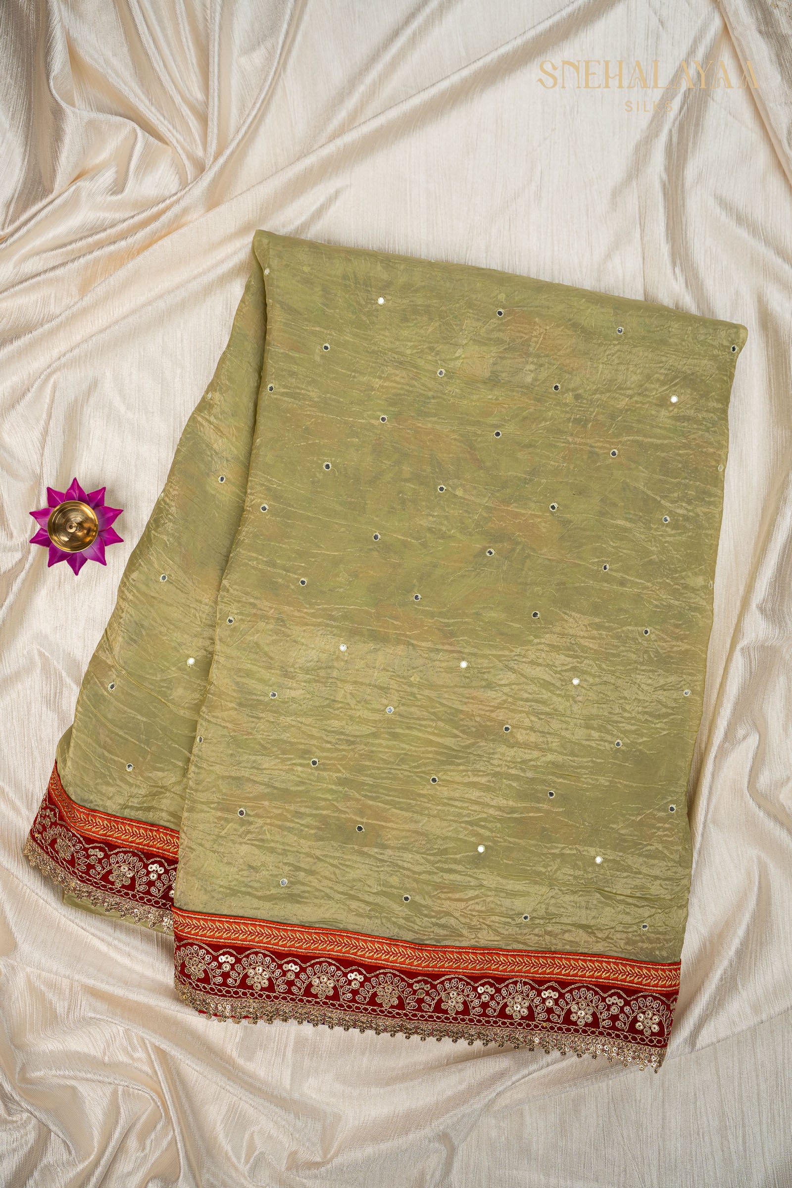 Pistachio Green Designer Saree