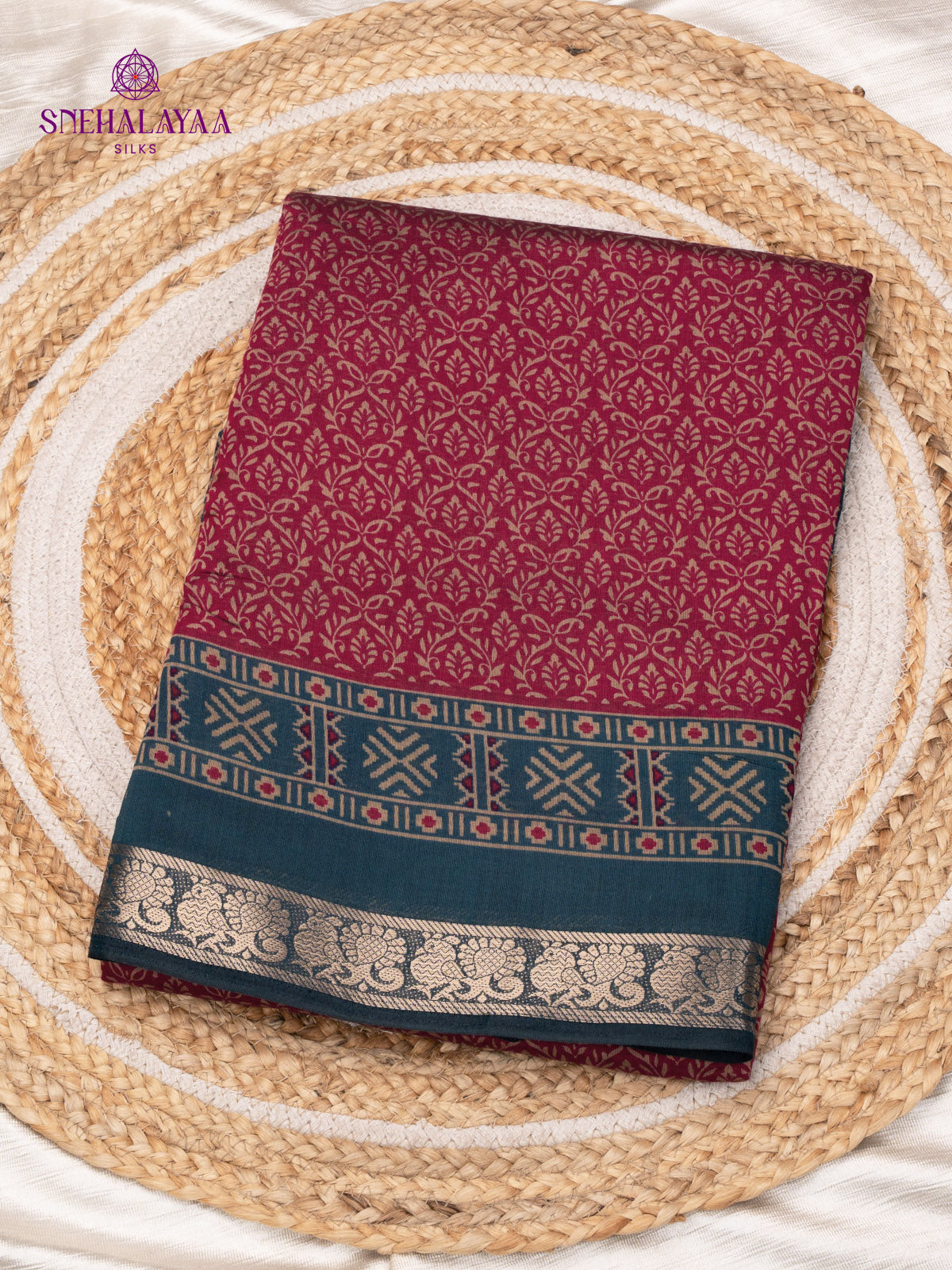 Wine Red Dola Silk Saree