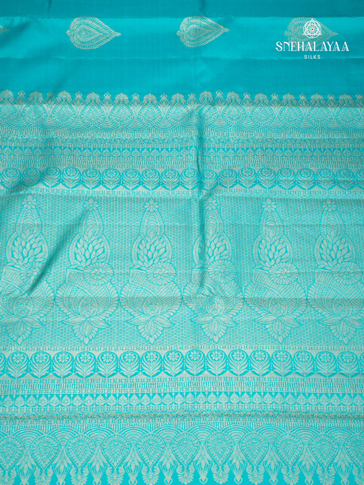 Teal Blue Kanjivaram Silk Saree