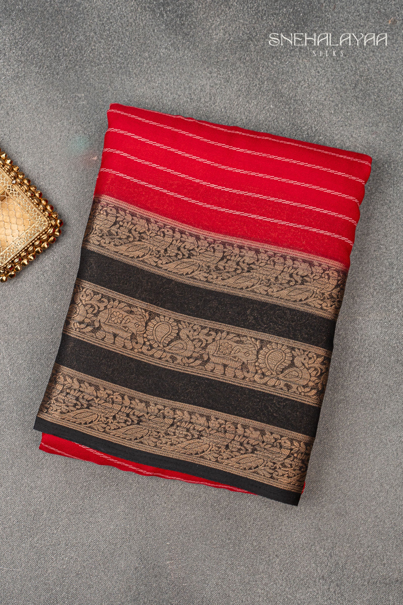 Rose Red Dola Silk Saree