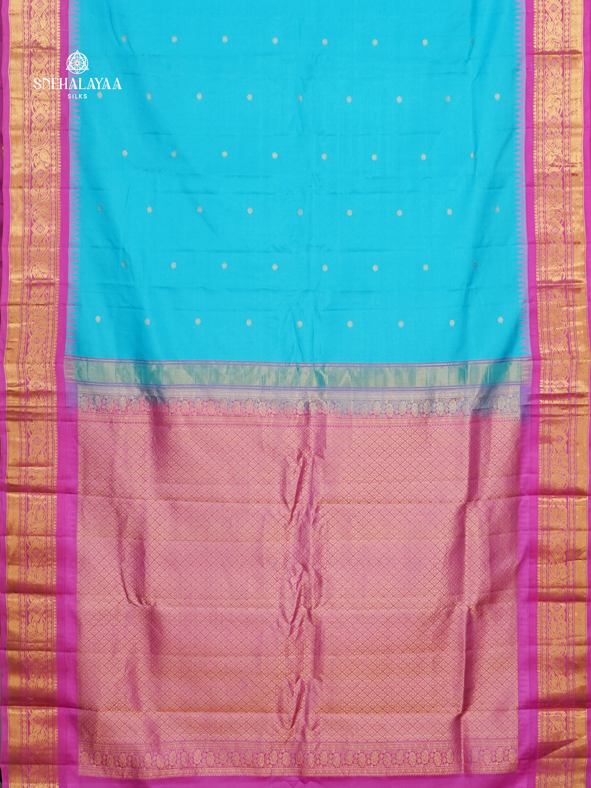 Sky Blue Gadwal Silk Saree