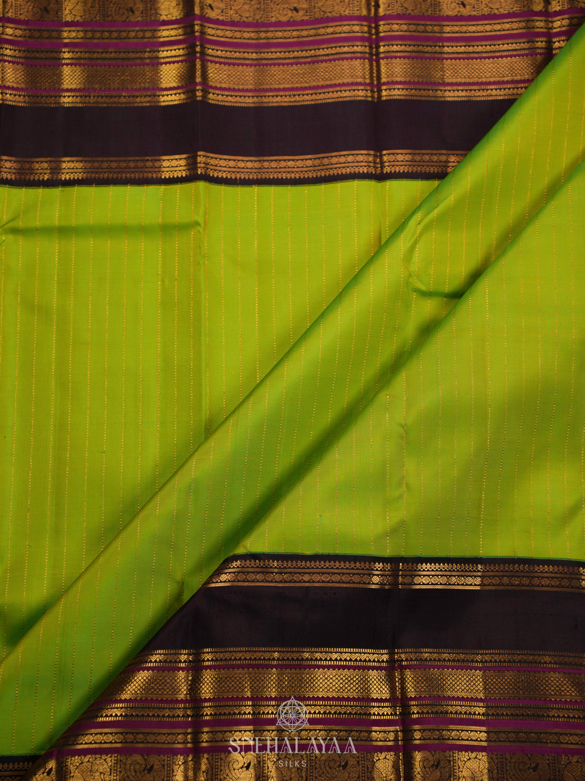 Lime Green Kanjivaram Silk Saree