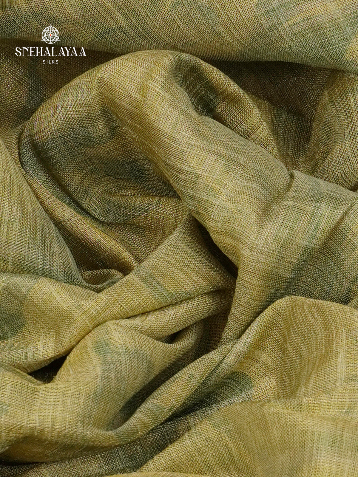 Olive Green Linen Tissue Saree
