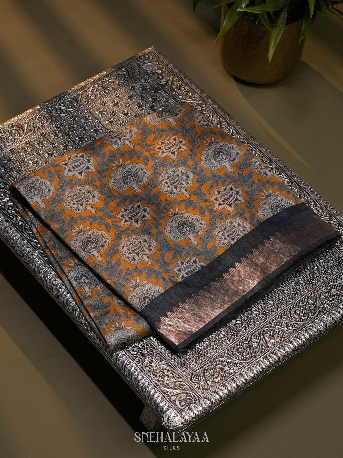 Mustard Yellow Chanderi Saree