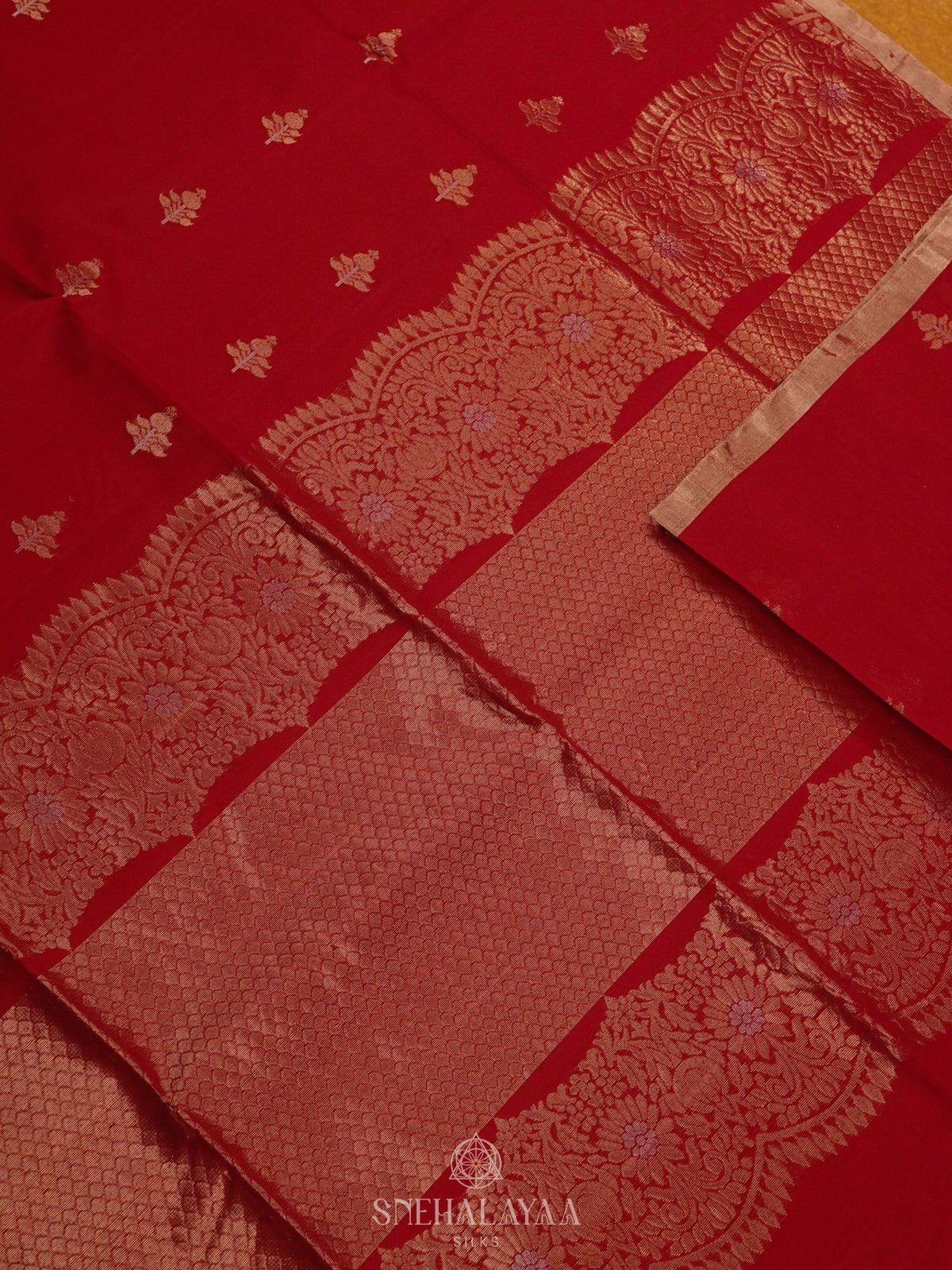 Red Kora Silk Cotton Saree