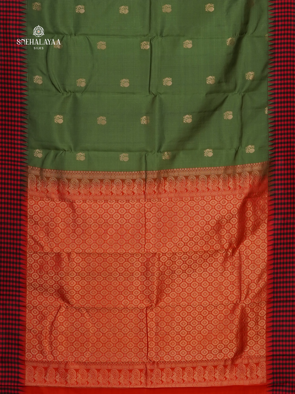 Olive Green Kanjivaram Silk Saree
