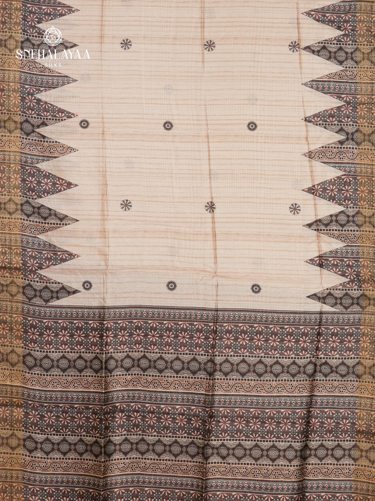 Beige Tussar Saree