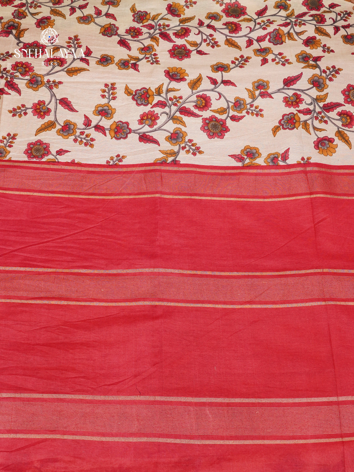 Cream Bamboo Silk Saree