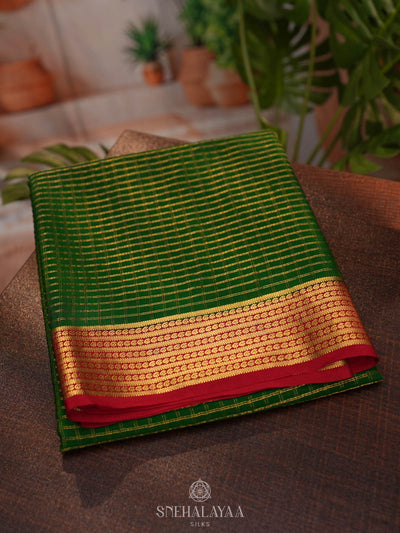 Bottle Green Mysore Silk Saree