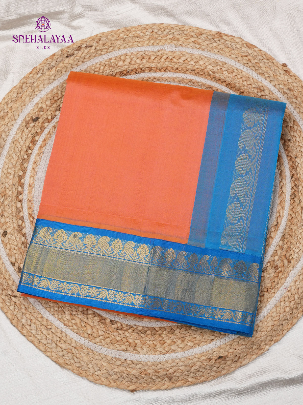 Saffron Kanchi Silk Cotton Saree