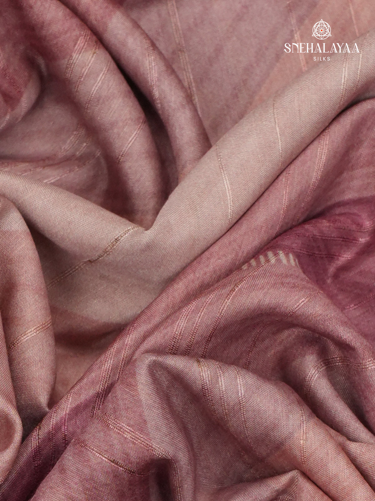 Mauve Rose Floral Printed Tussar Saree