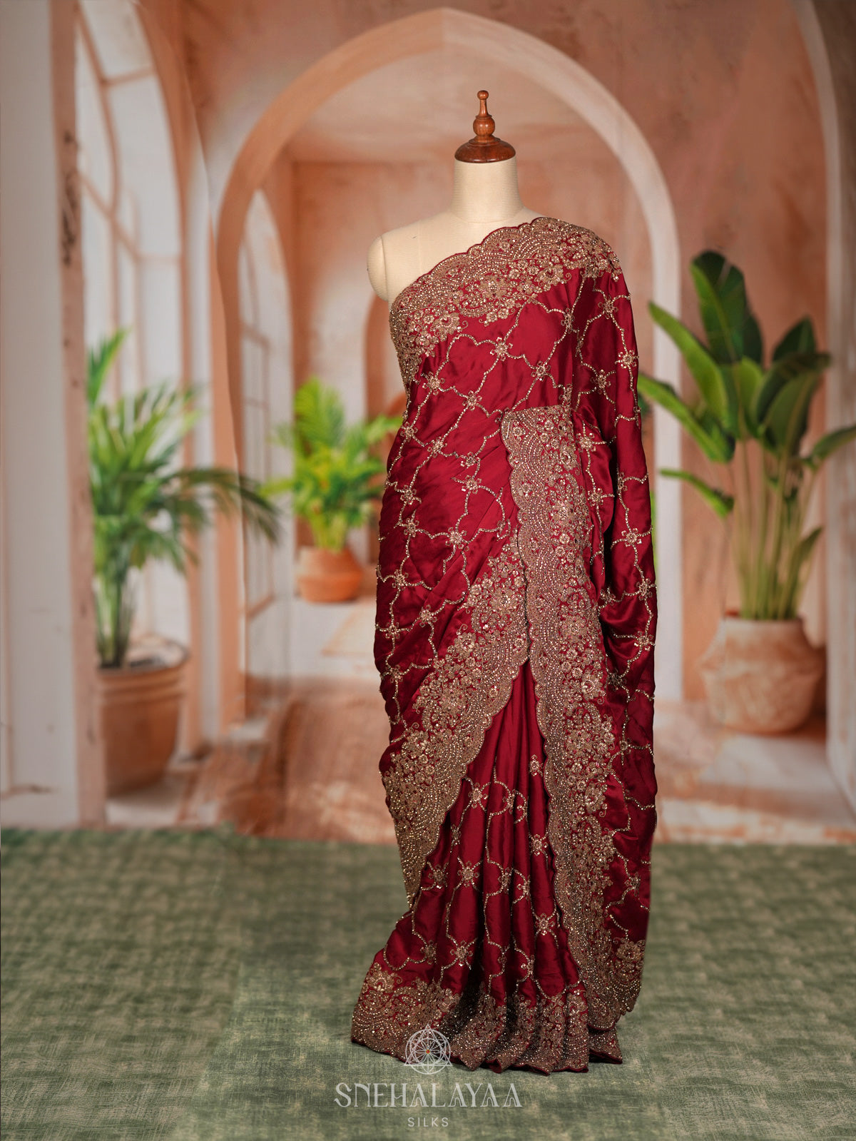 Maroon Designer Saree