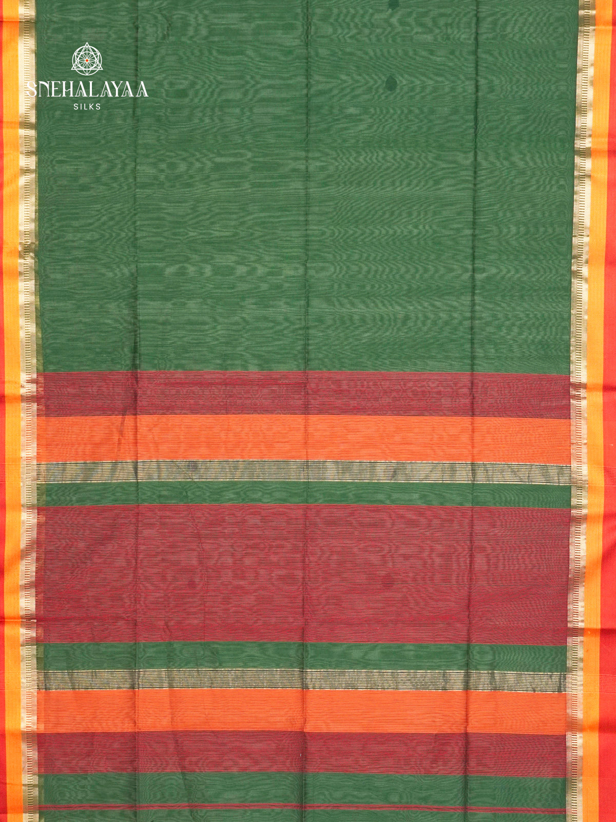 Emerald Green Maheshwari Silk Cotton Saree