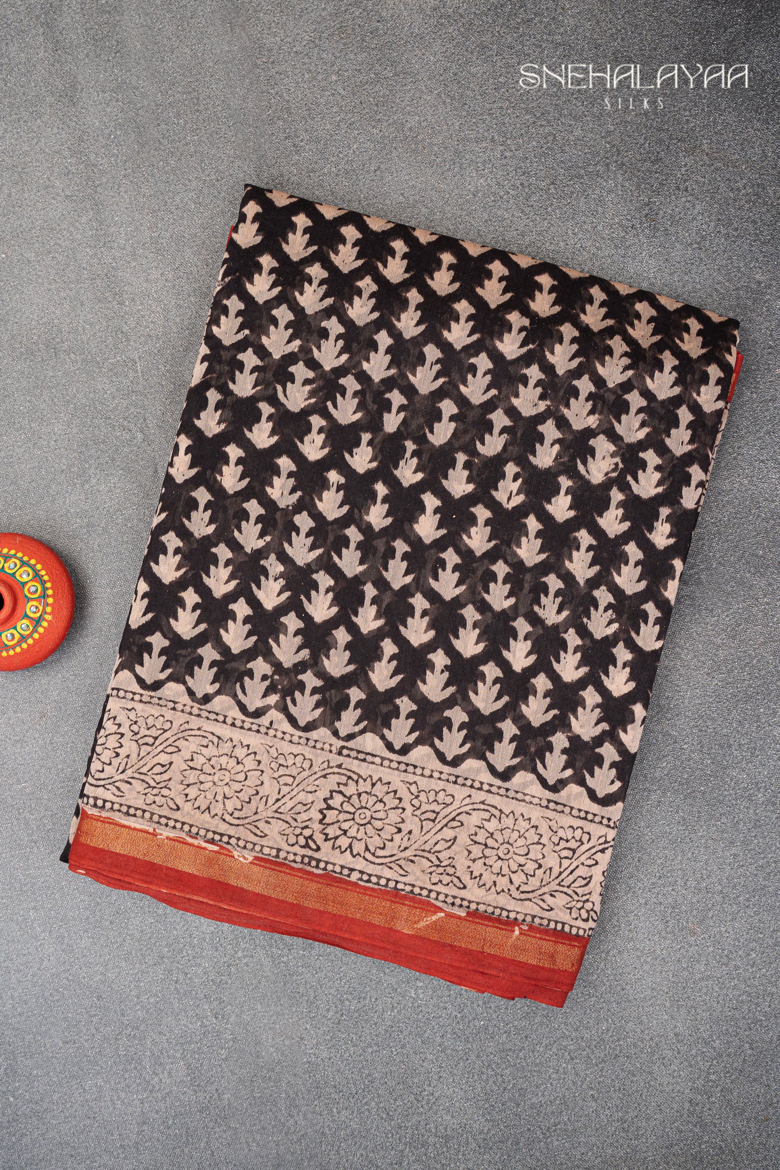 Black Chanderi Silk Saree