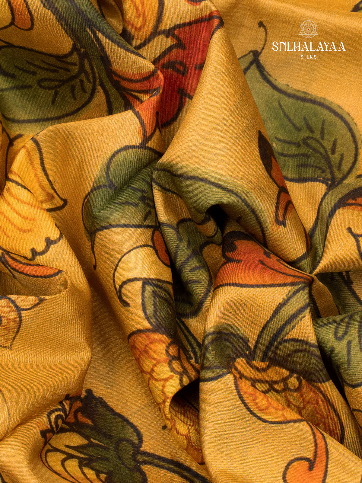 Yellow Printed Kanjivaram Silk Saree