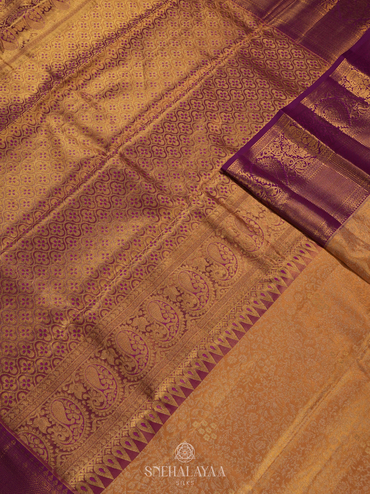 Golden Kanjivaram Silk Saree