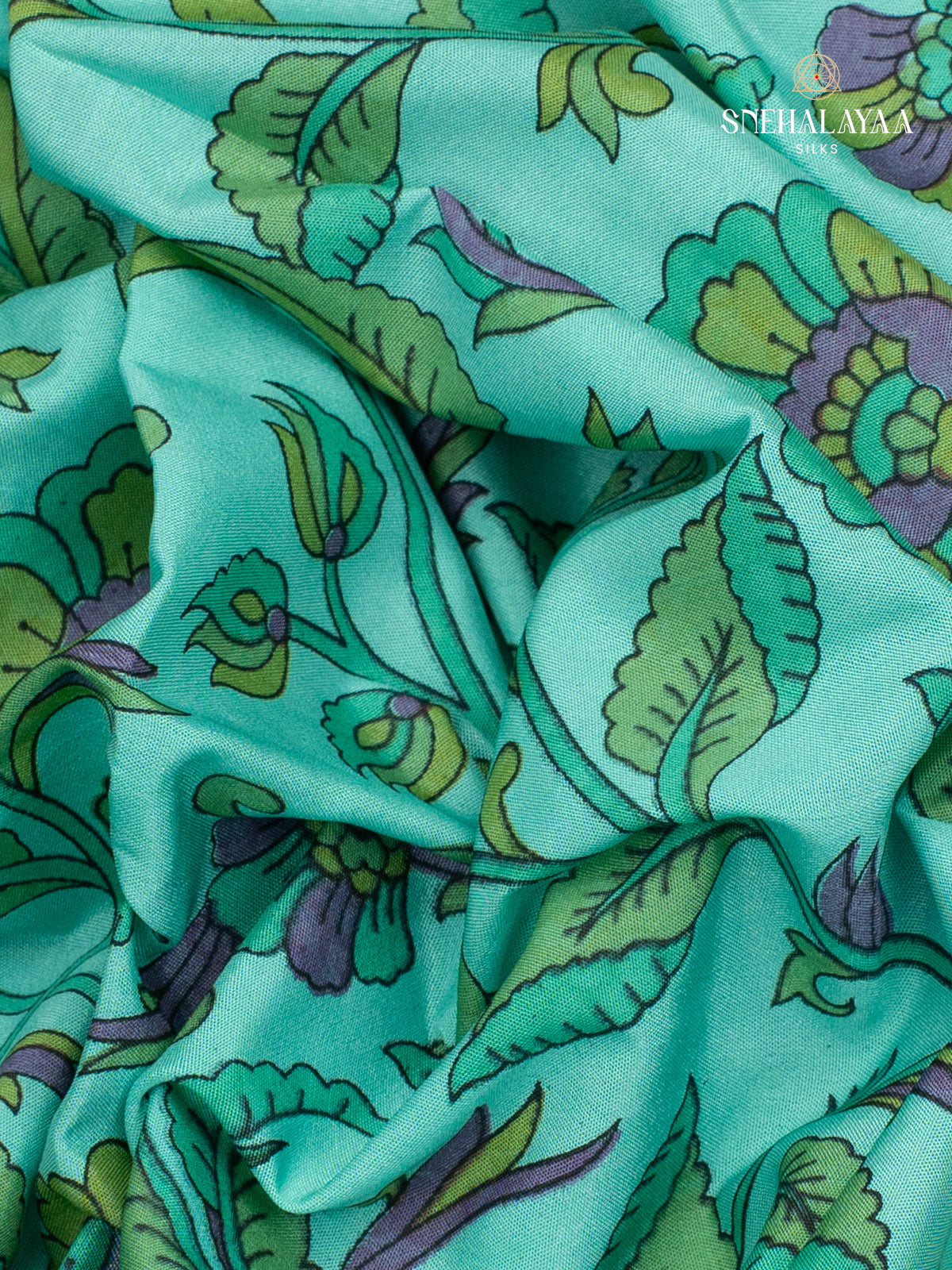 Green Printed Mysore Silk Saree