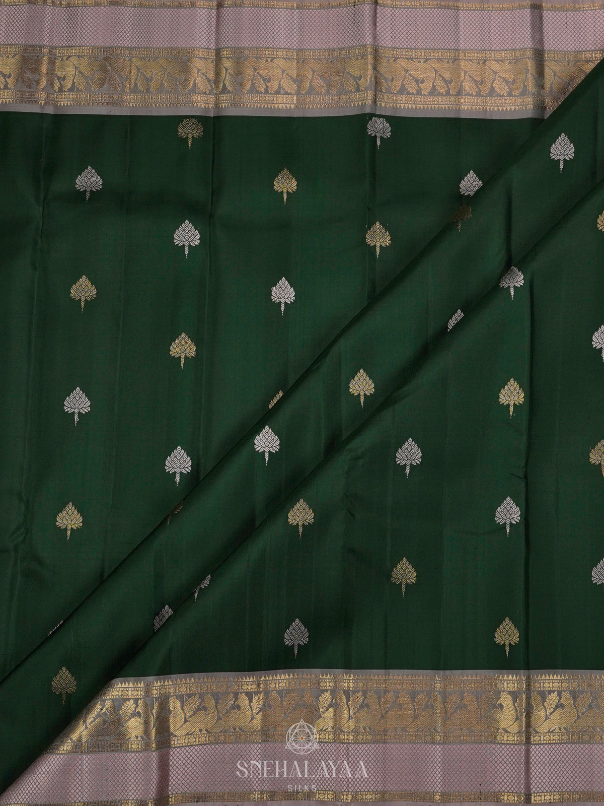 Forest Green Kanjivaram Silk Saree