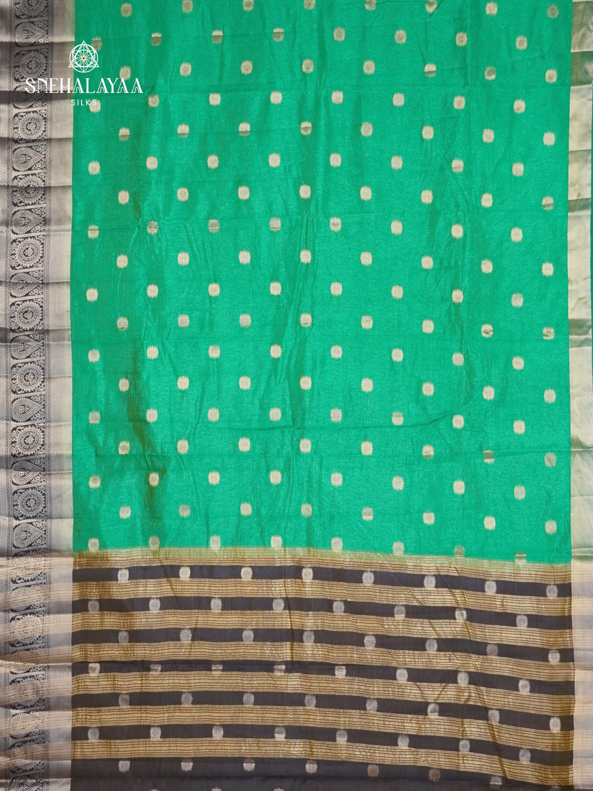 Teal Green Raw Silk Saree