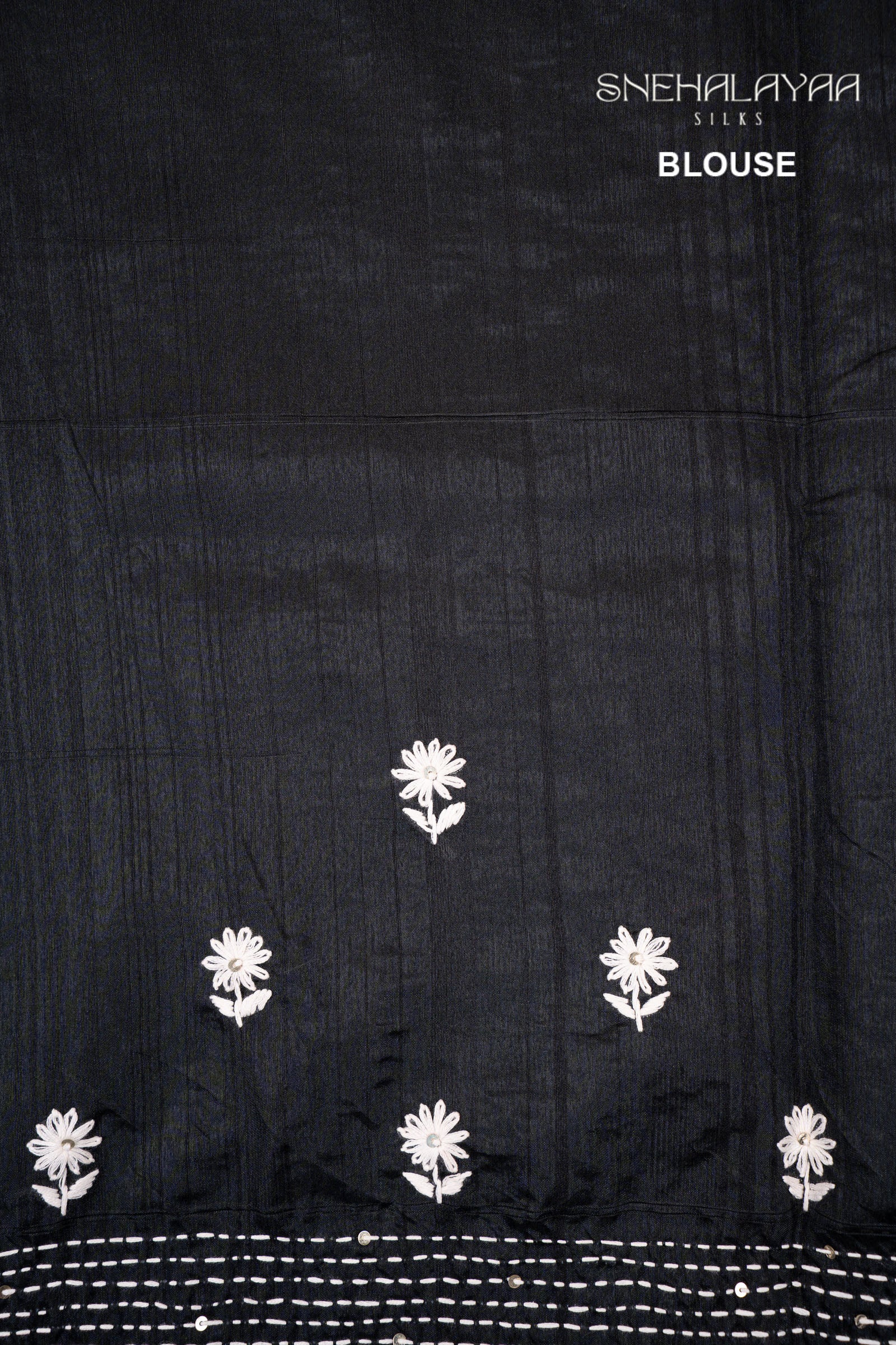 Black Raw Silk Embroidery Saree