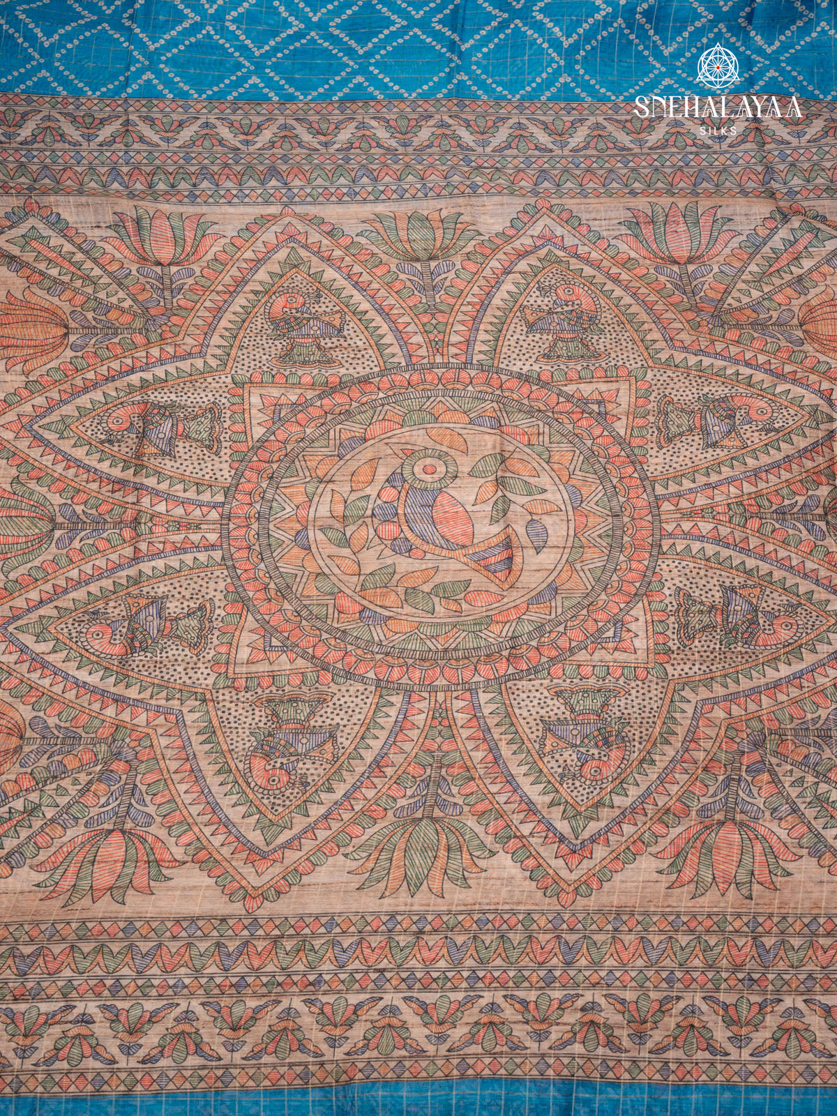 Blue Madhubani Saree