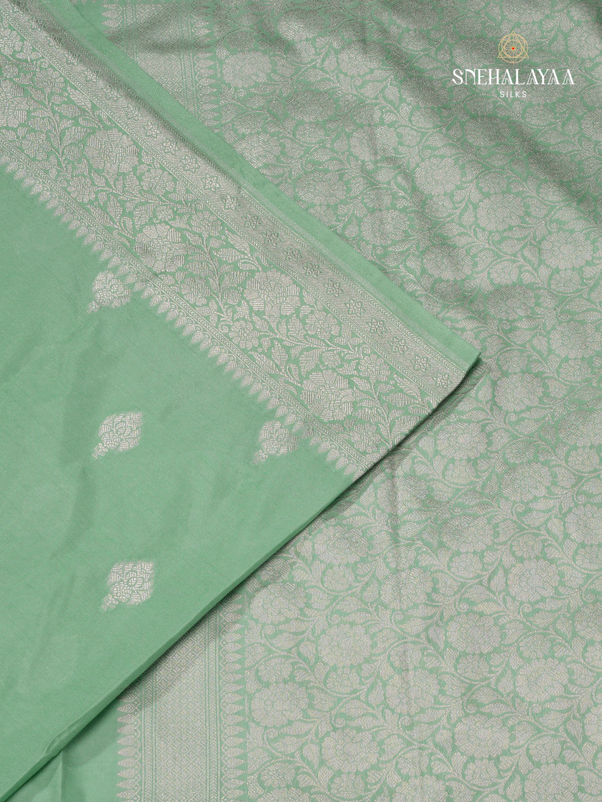 Pista Green Satin Banaras Saree