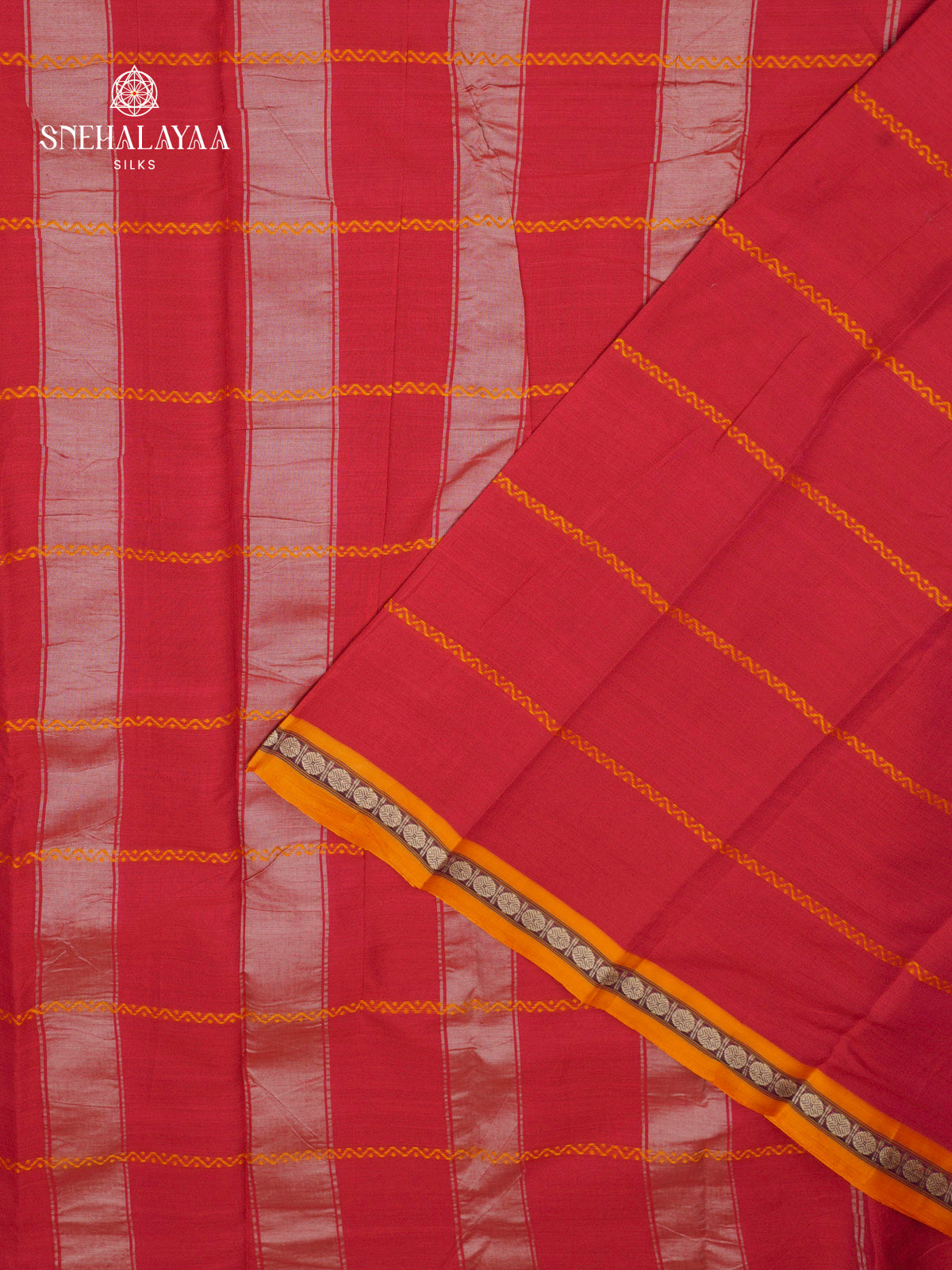 Rust Orange Narayanpet Cotton Saree
