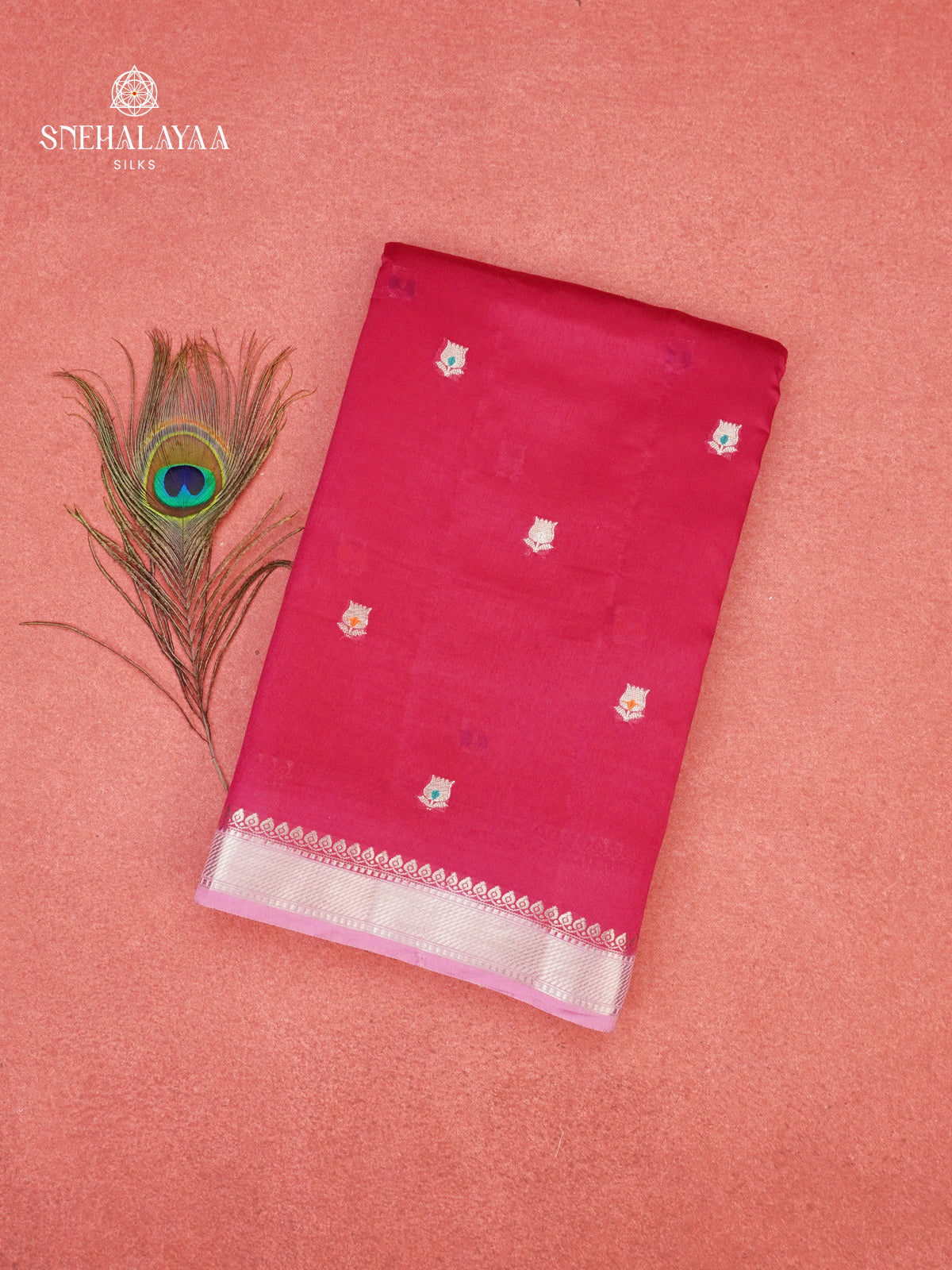 Cherry Red Banaras Dupion Silk Saree