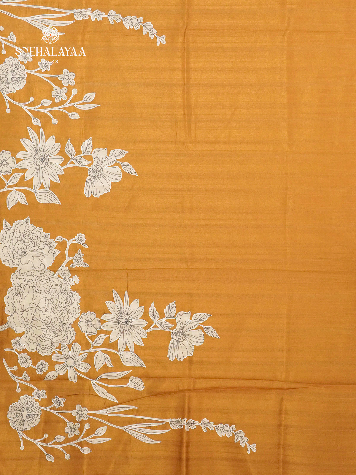 Mustard Raw Silk Embroidery Saree
