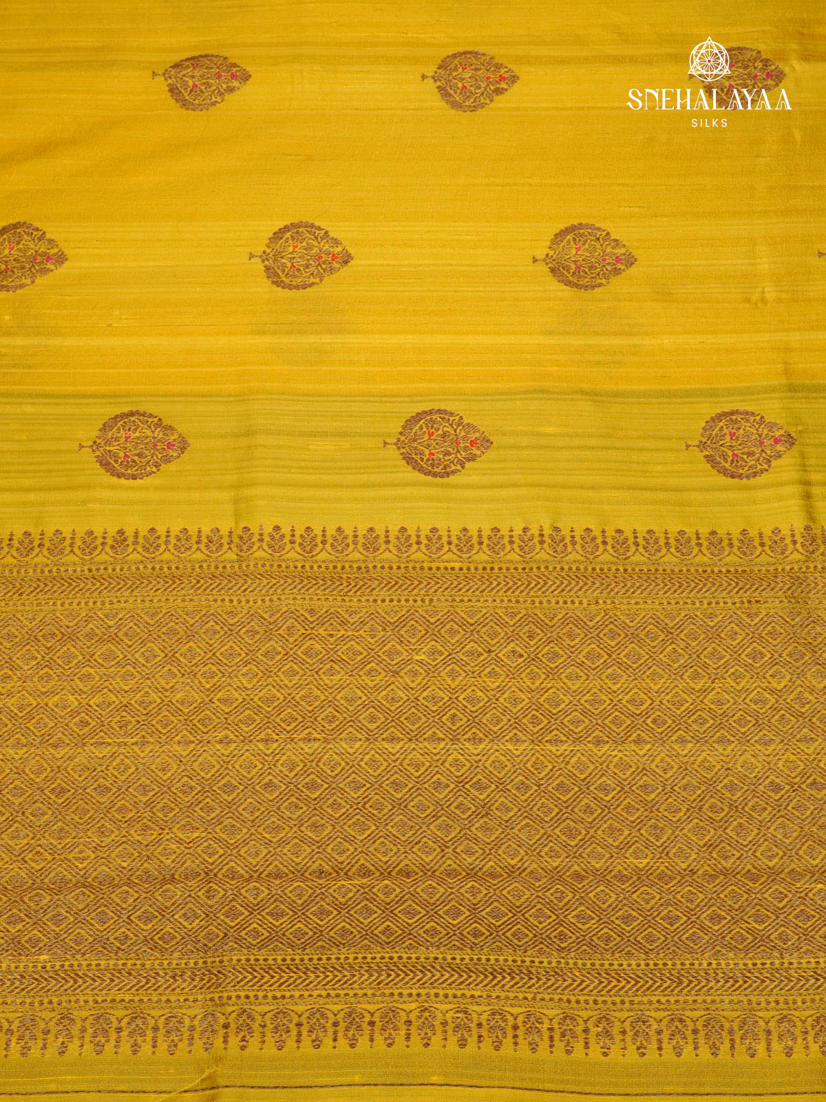 Mango Yellow Banaras Raw Silk Saree