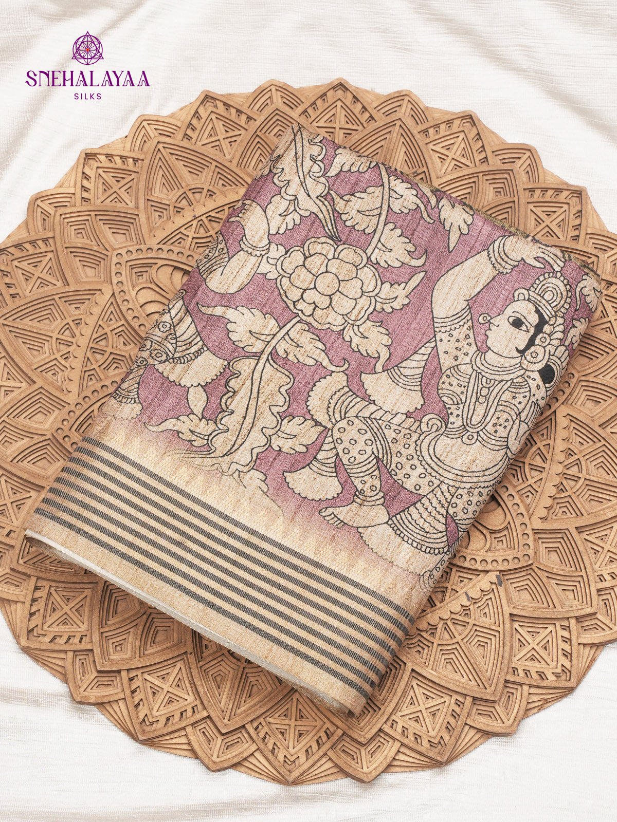 Plum Kalamkari Tussar Saree