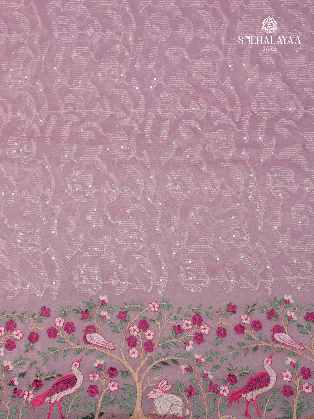 Lilac Embroidery Designer Saree