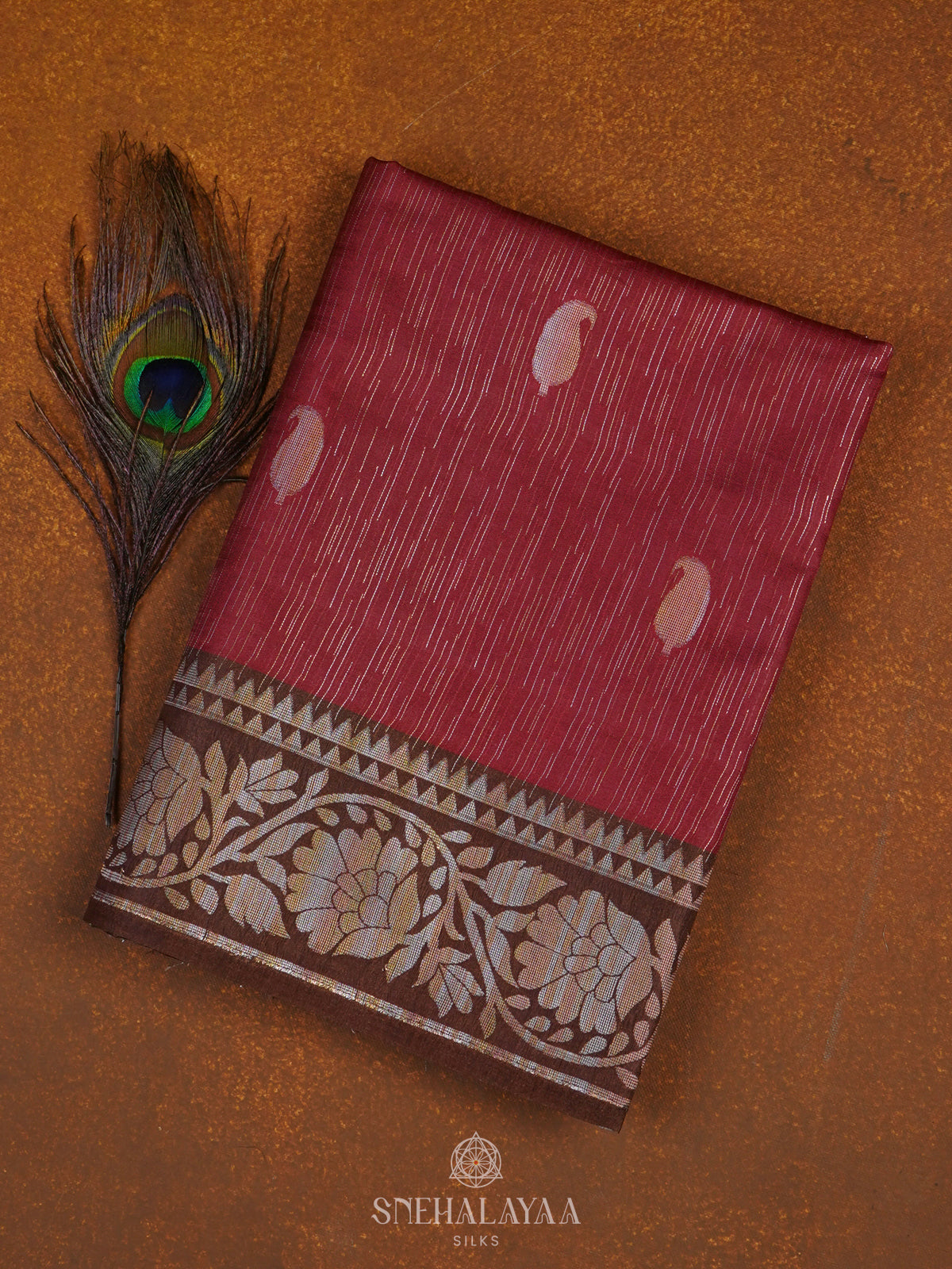 Burgundy Jute Saree