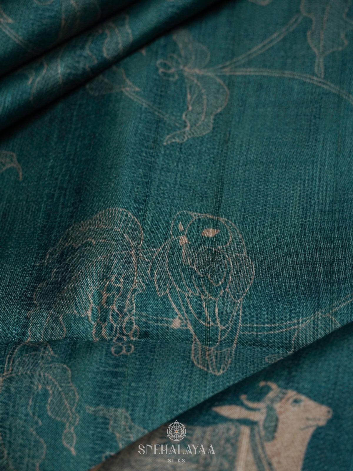 Peacock Blue Tussar Saree