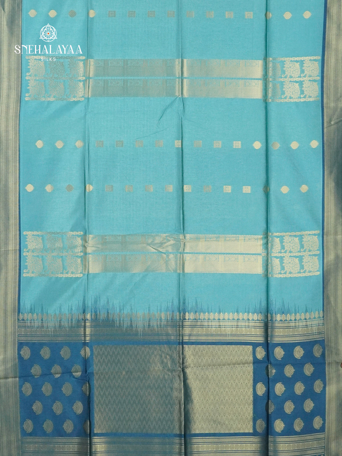 Ocean Blue Jute Saree