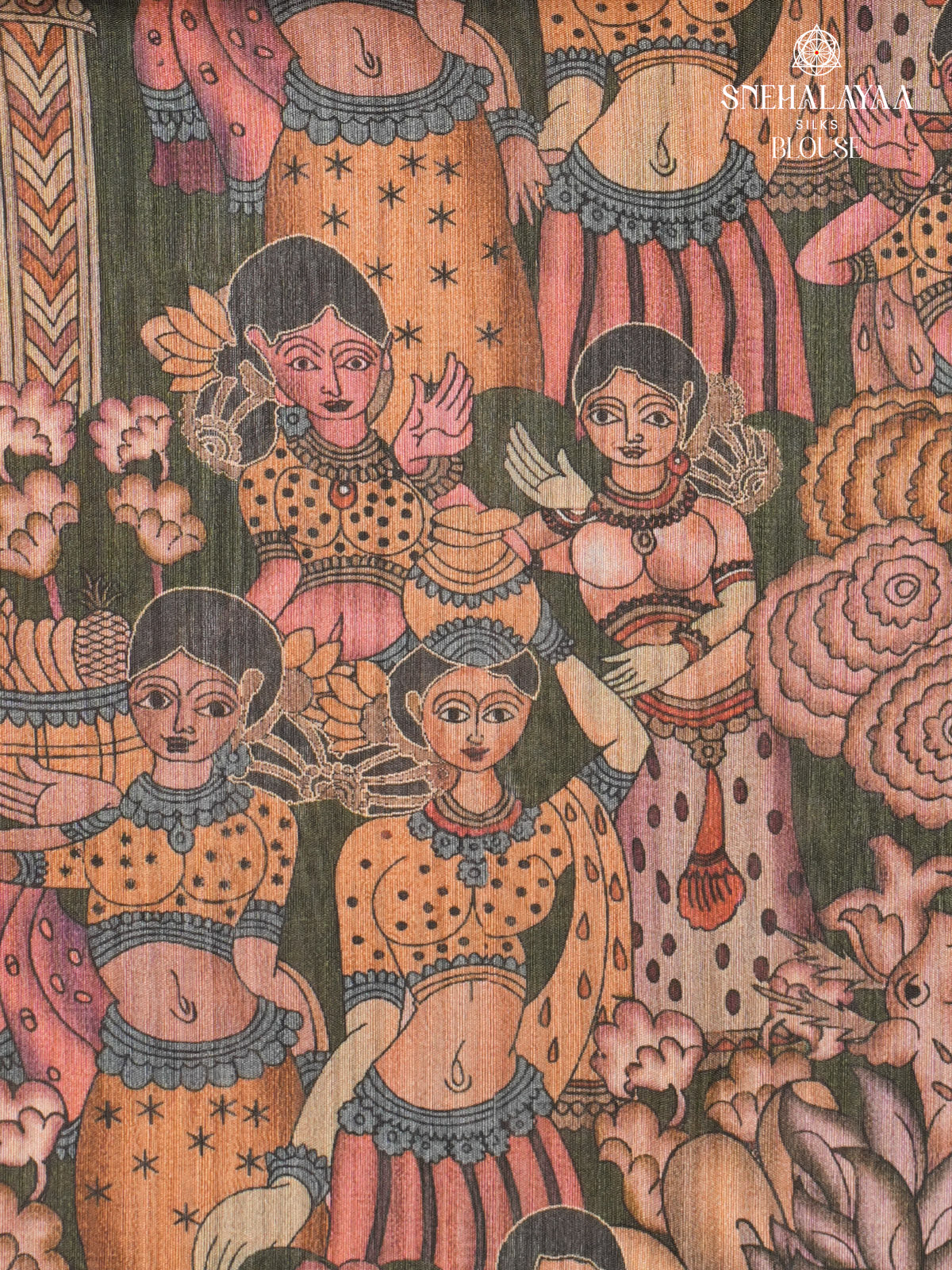 Beige Kalamkari Tussar Saree