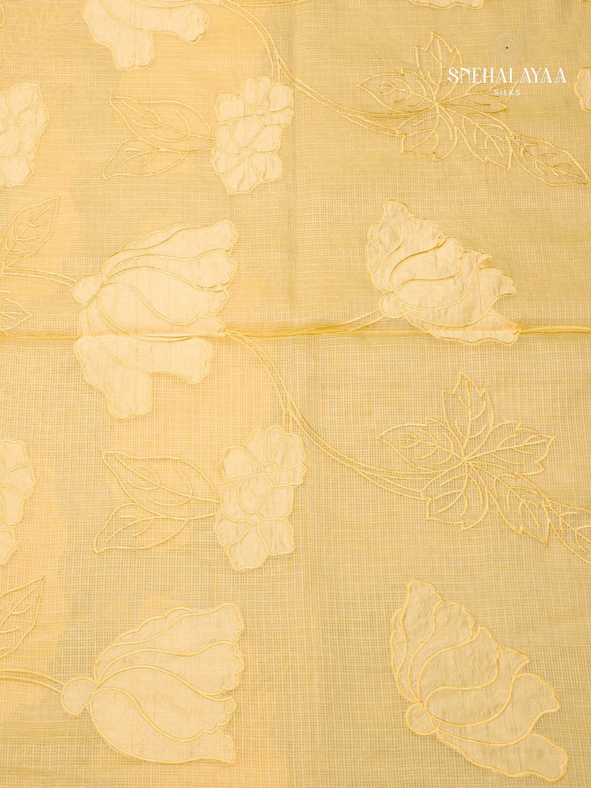 Yellow Kota Embroidery Saree