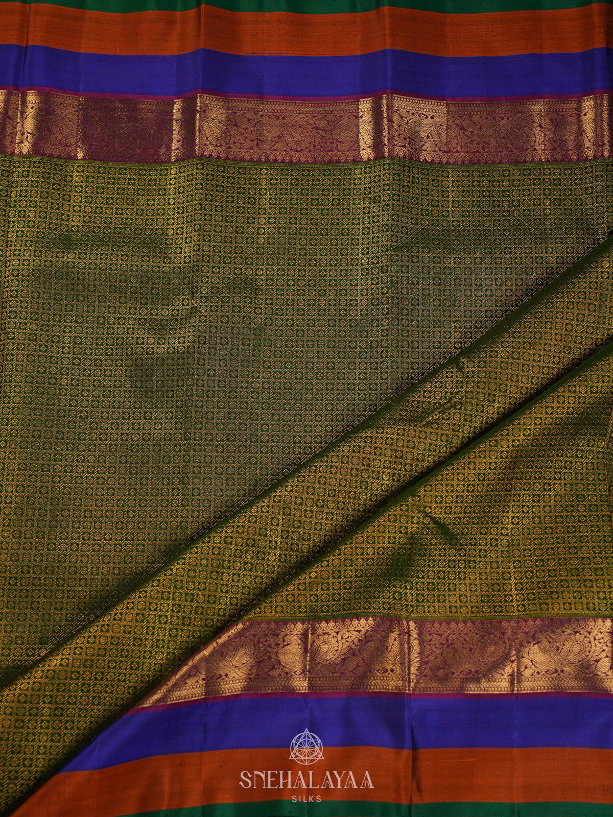 Olive Green Kanjivaram Silk Saree