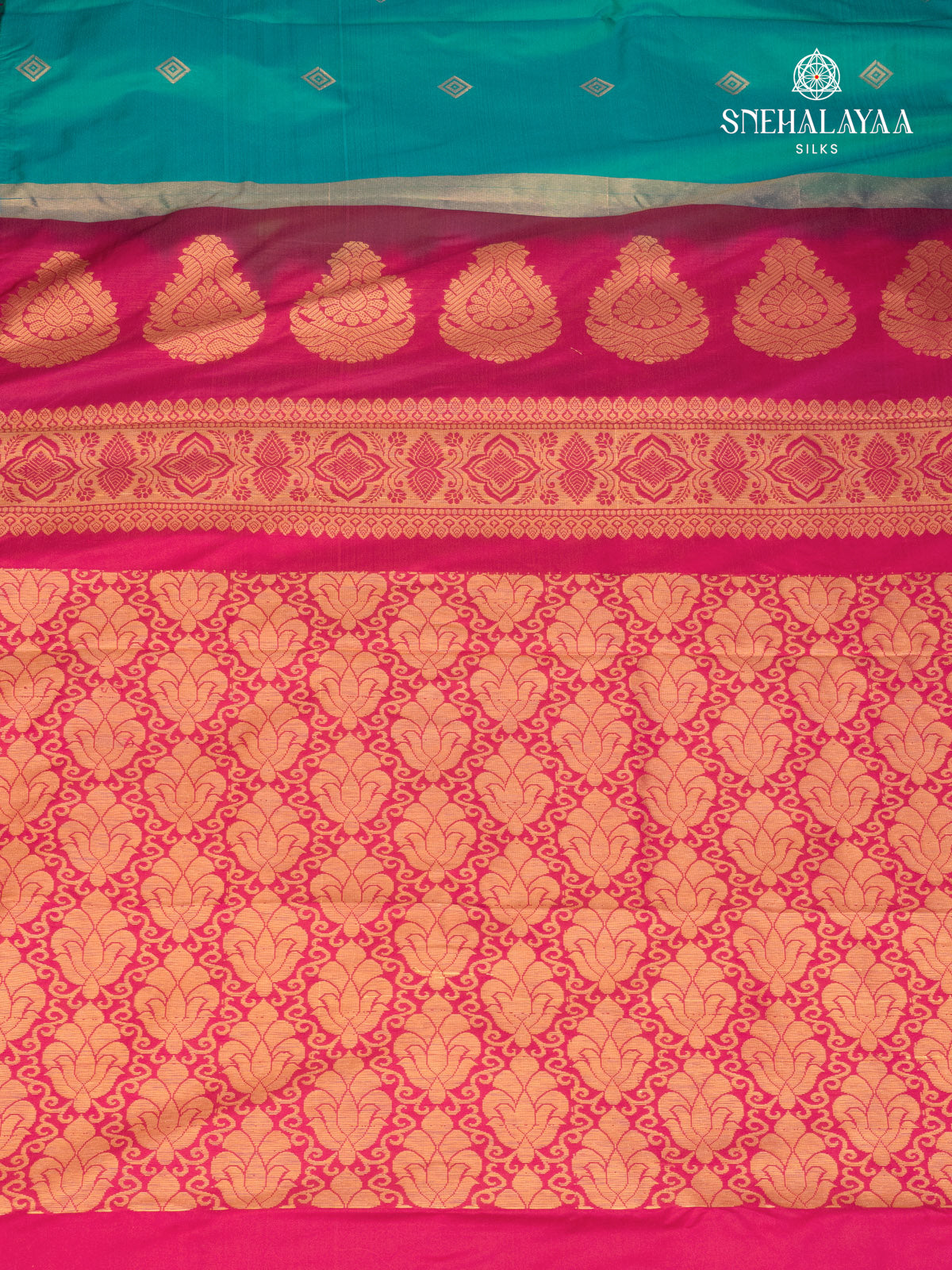 Teal Blue Gadwal Silk Saree