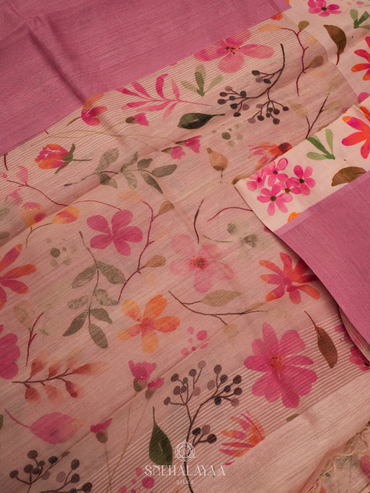 Orchid pink Matka Jute Saree