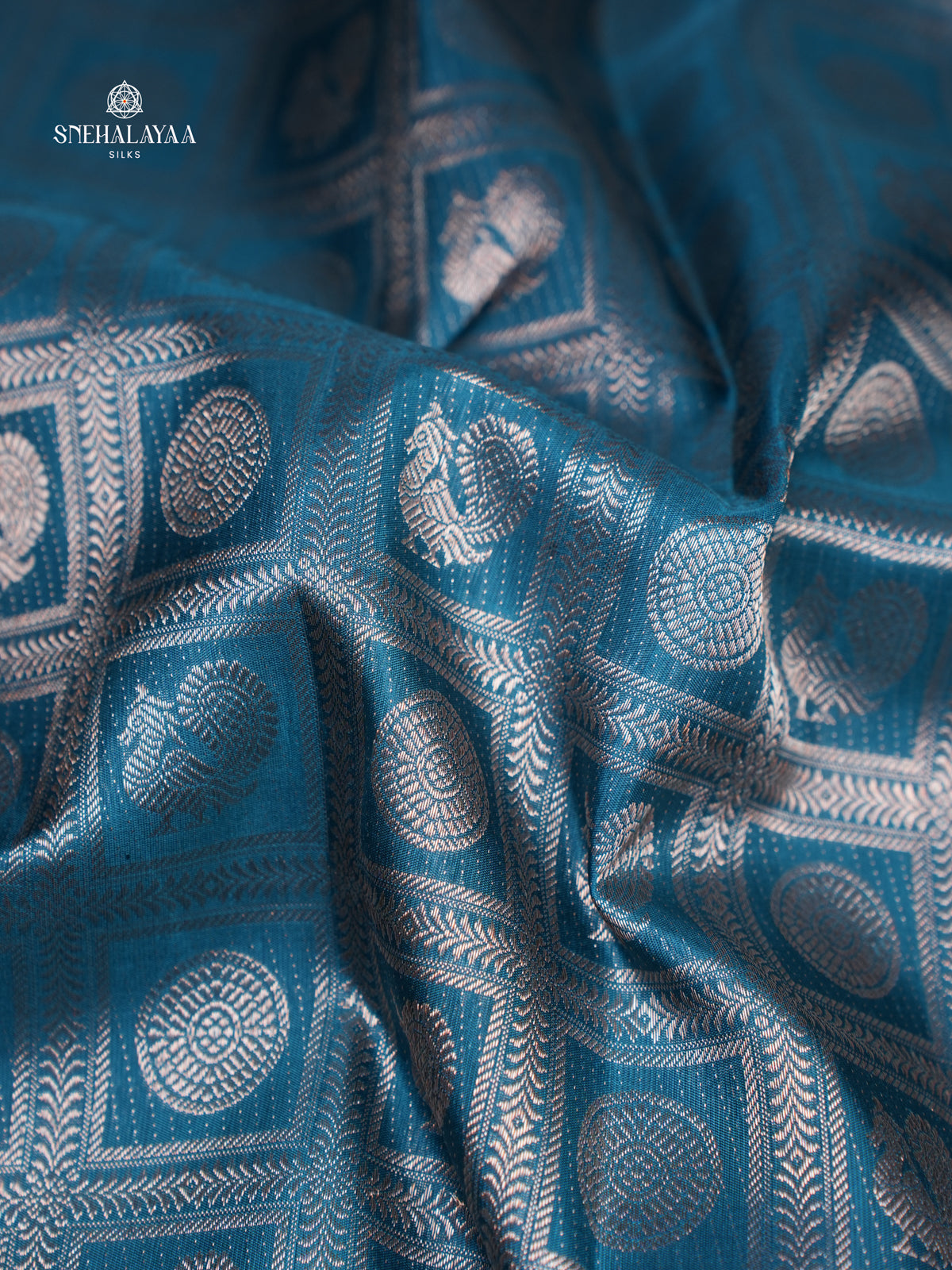 Peacock Blue Kanjivaram Silk Saree