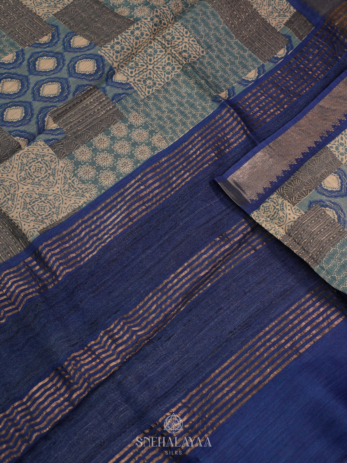 Blue Chanderi Saree