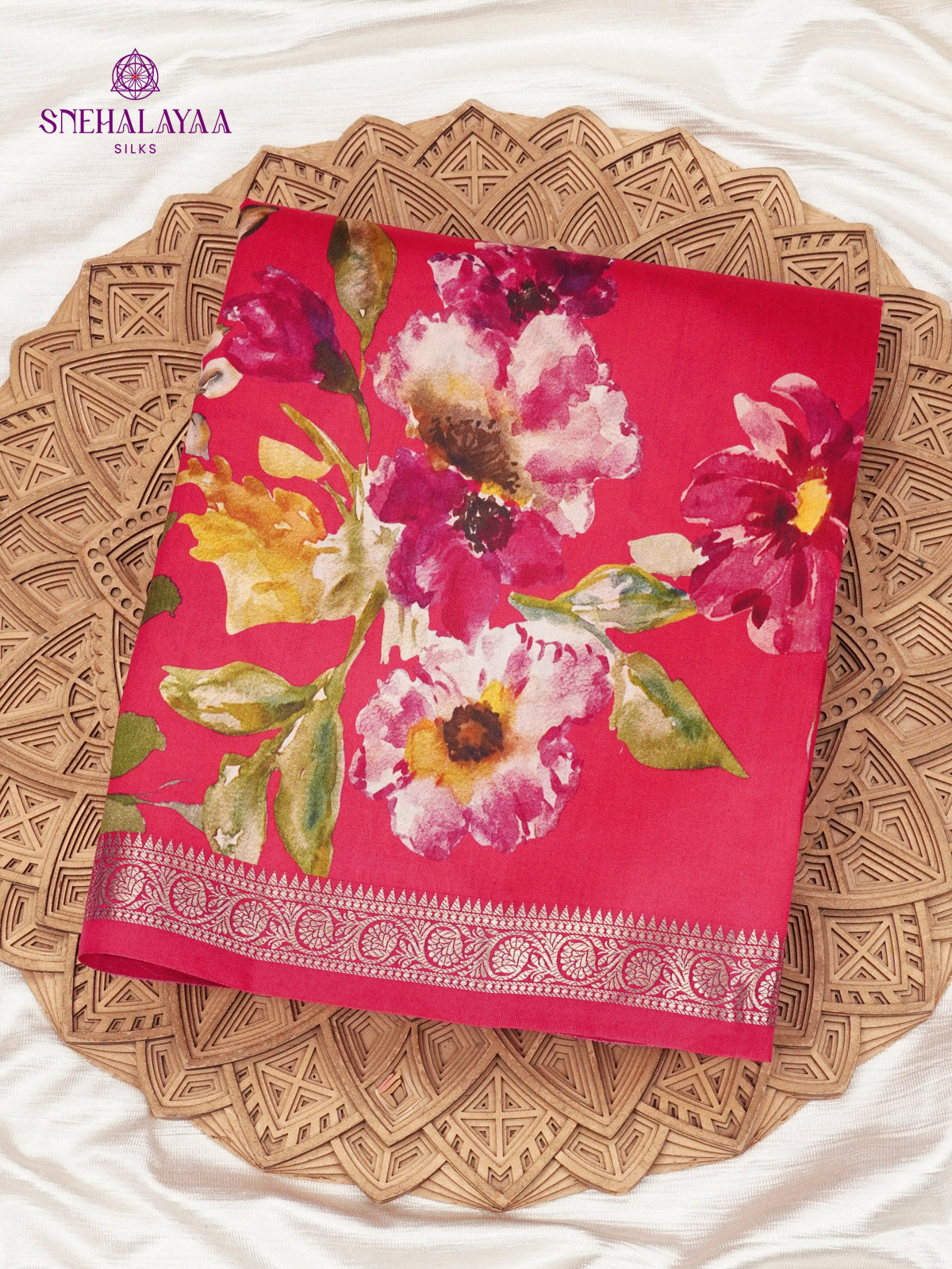 Rani Pink Chiniya Silk Saree