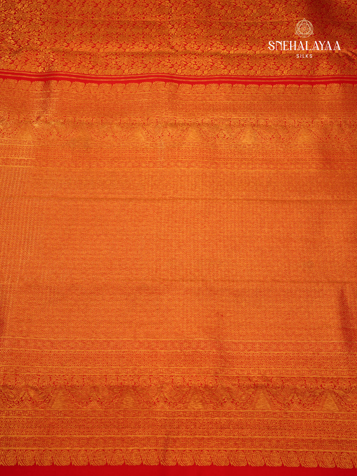 Orange Red Kanjivaram Silk Saree