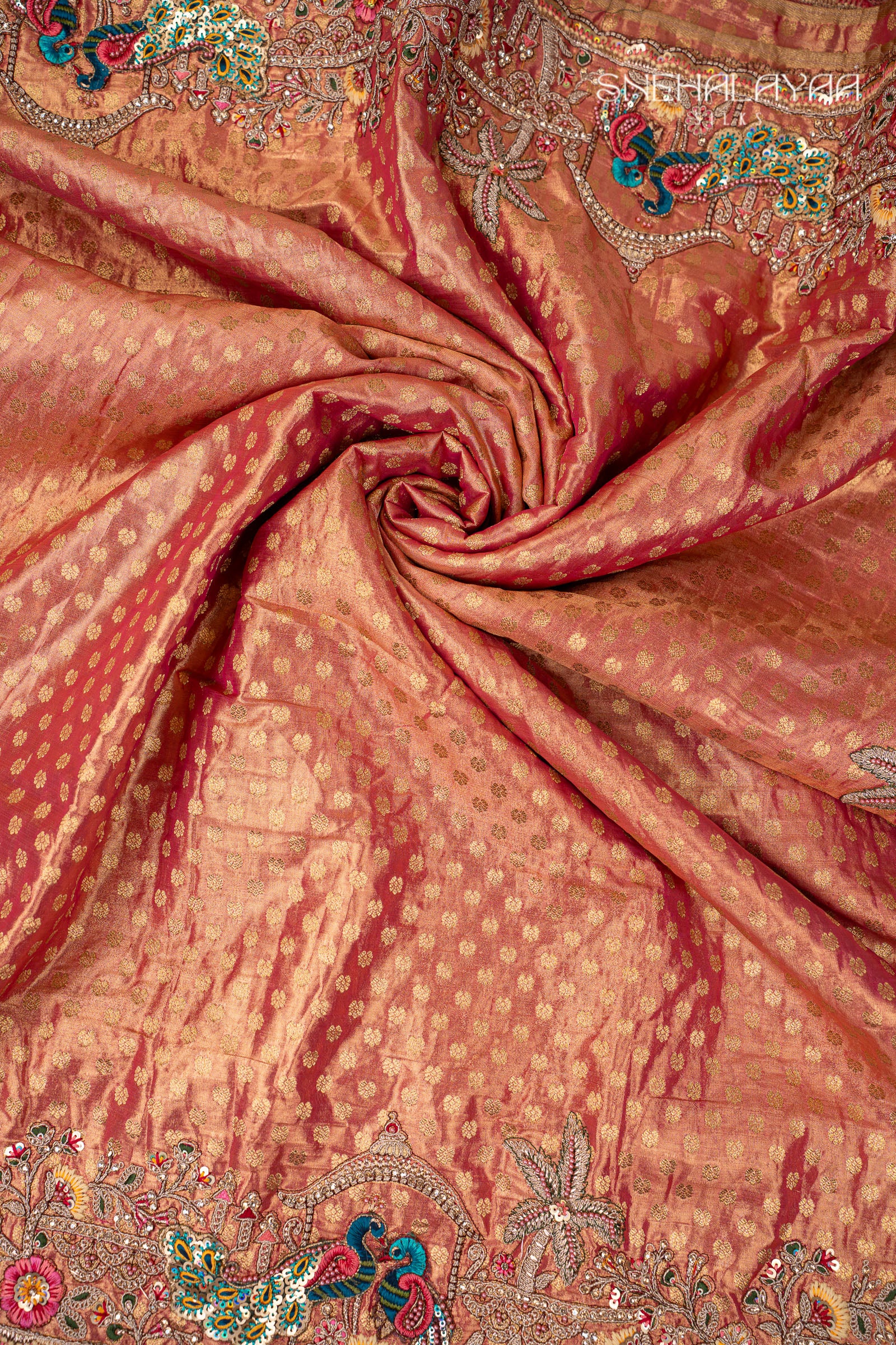 Coral Pink Banaras Saree