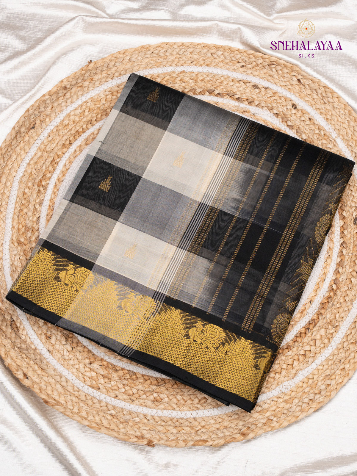 Black Kanchi Silk Cotton Saree